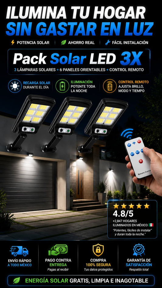 Pack Solar LED 3X – Ilumina Todo Tu Patio