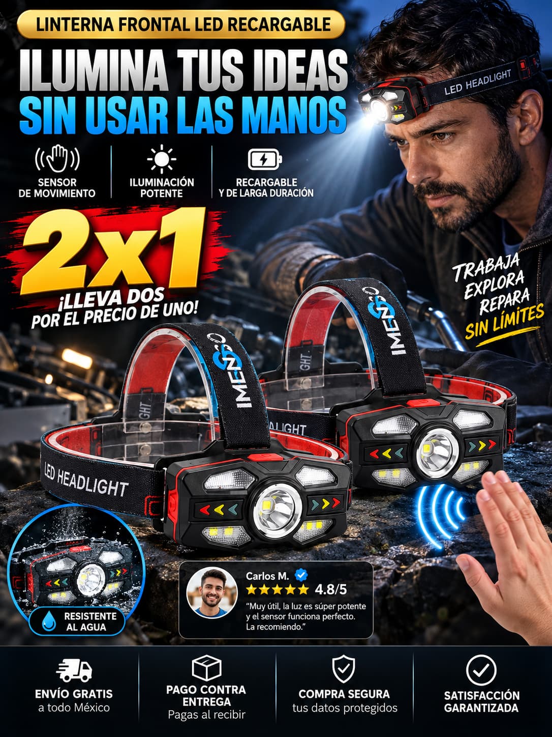 Linterna Manos Libres – ¡2x1 HOY!