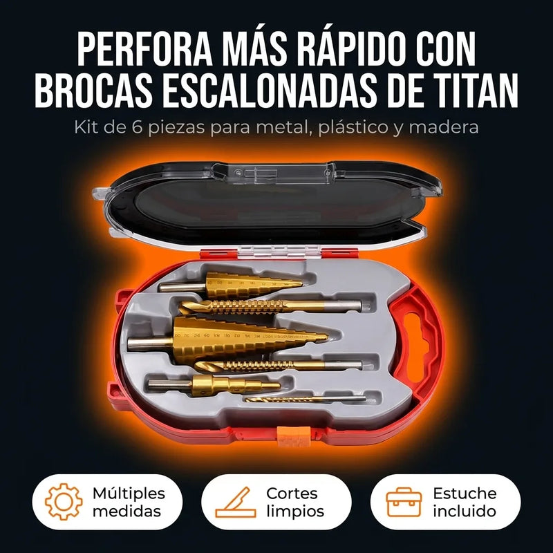 Kit de 6 Brocas Escalonadas de Titanio